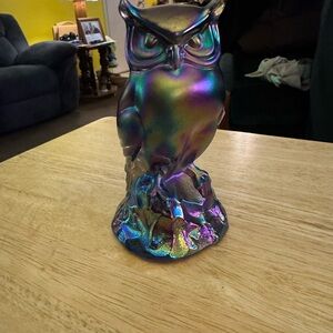 Fenton 95th Anniversary Iridescent Owl Sculpture